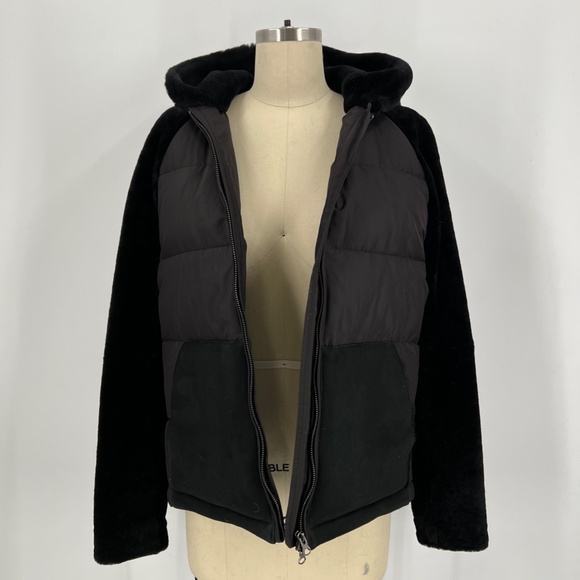 Theory Shearling and down hooded jacket - Picture 3 of 4